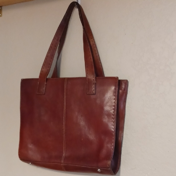 Fossil Vintage Brown Leather Briefcase Tote with Classic Design - Picture 1 of 9
